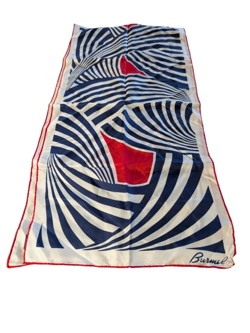 Vintage Burmel Silk Scarf Navy & Red Franklin Simon Tag